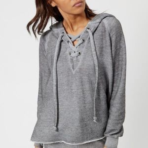 Wildfox Hutton Lace-Up Gray Hoodie Sweater - Size Small